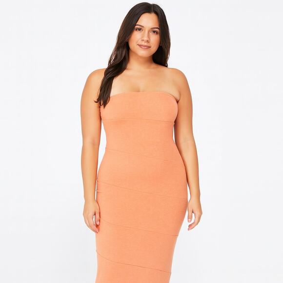 NWOT See You Next Tuesday Ribbed Cantaloupe Orange Midi Tube Dress Size Large - Picture 1 of 7